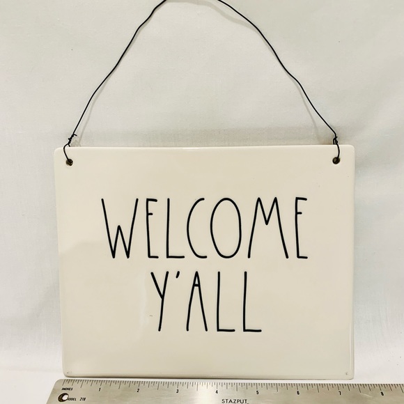 Rae Dunn Welcome Y’all Ceramic Wall Sign Decor - Picture 5 of 6